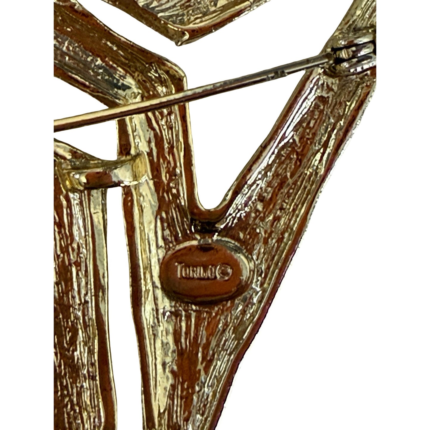 Vintage Turing Abstract Gold Tone Brooch Modernist Triangle Pin 2”