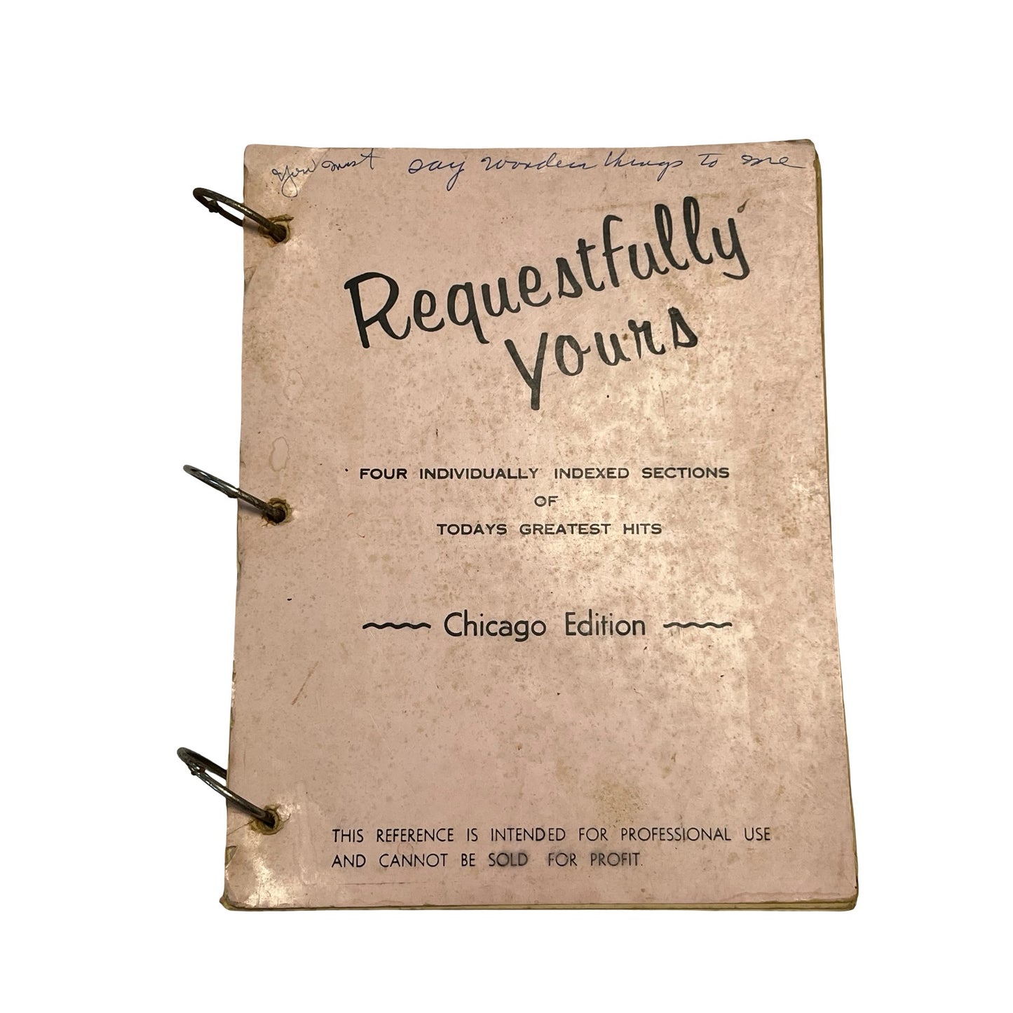 Vintage Requestfully Yours Chicago Edition Music Binder Songbook Lead Sheets 1950s 1960s