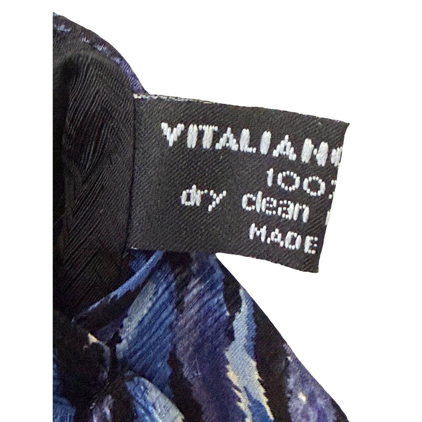 Vintage Vitaliano Pancaldi Italian Silk Necktie Blue Black Gold Abstract Geometric Tie