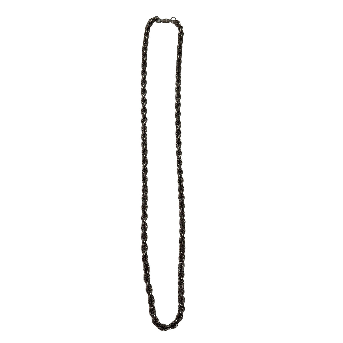 Vintage Byzantine Style Silver Tone Woven Chain Necklace 34 Inch