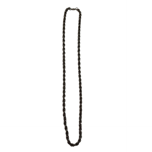Vintage Byzantine Style Silver Tone Woven Chain Necklace 34 Inch
