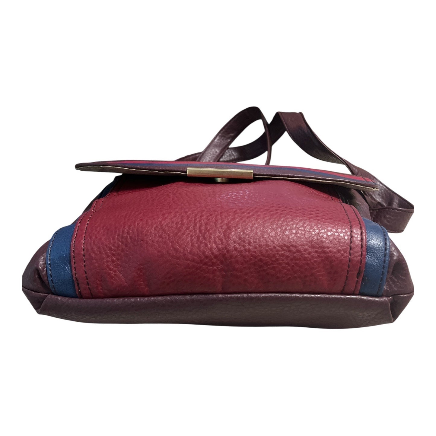 Relic by Fossil Crossbody Bag – Colorblock Faux Leather – Burgundy, Red & Blue – Adjustable Strap – READ