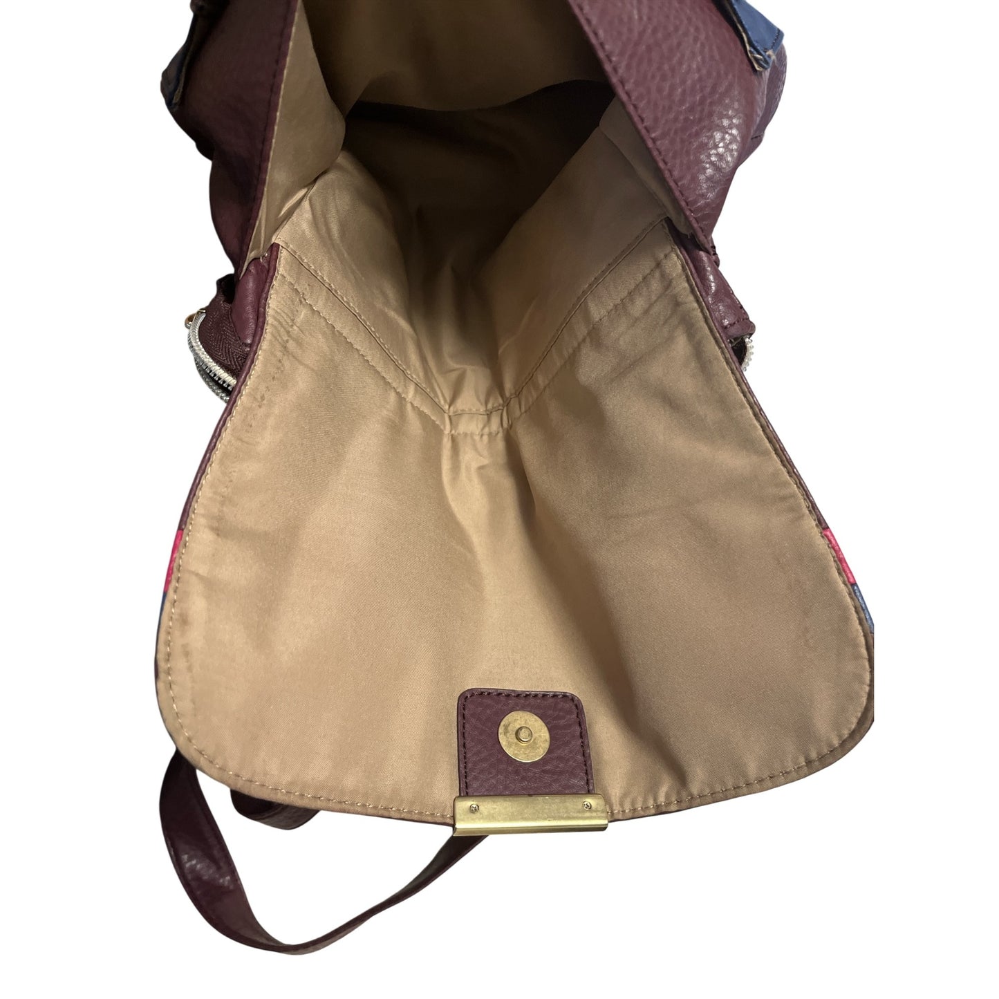 Relic by Fossil Crossbody Bag – Colorblock Faux Leather – Burgundy, Red & Blue – Adjustable Strap – READ