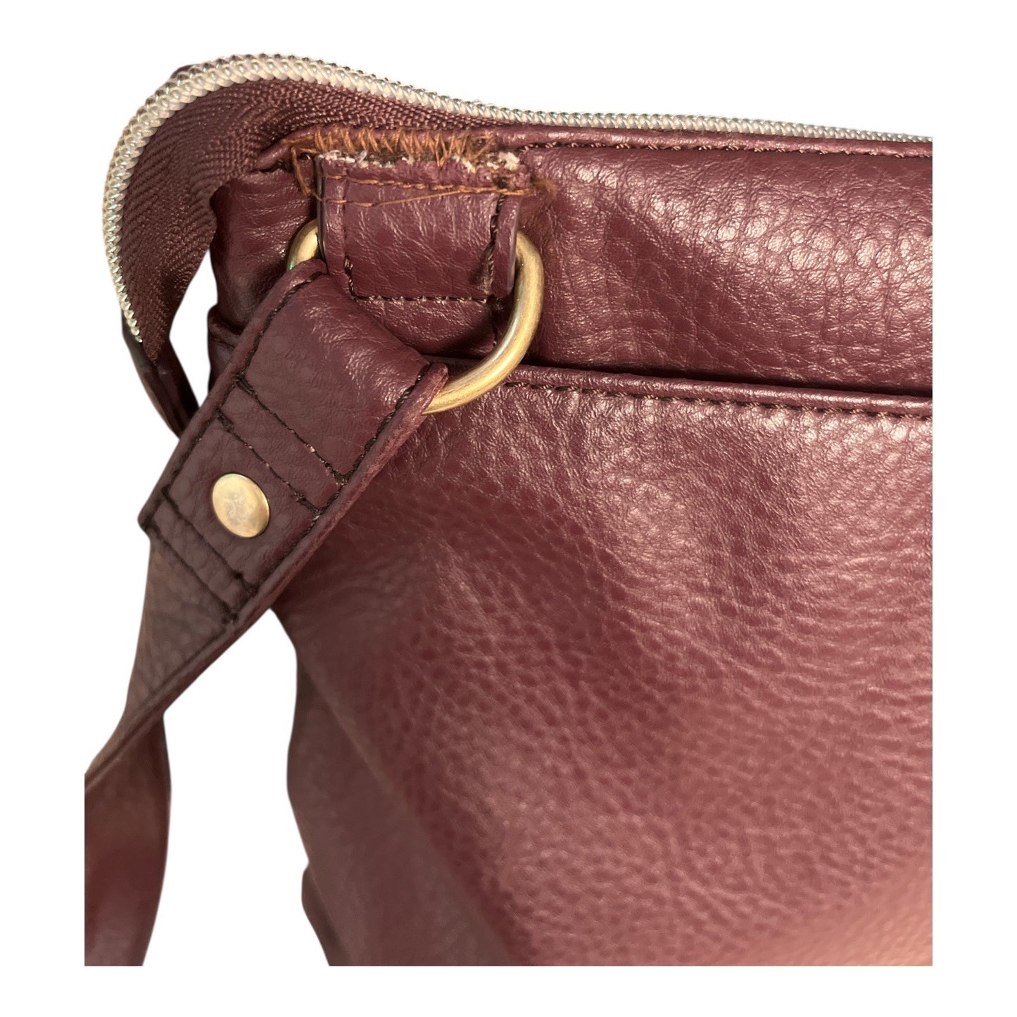 Relic by Fossil Crossbody Bag – Colorblock Faux Leather – Burgundy, Red & Blue – Adjustable Strap – READ