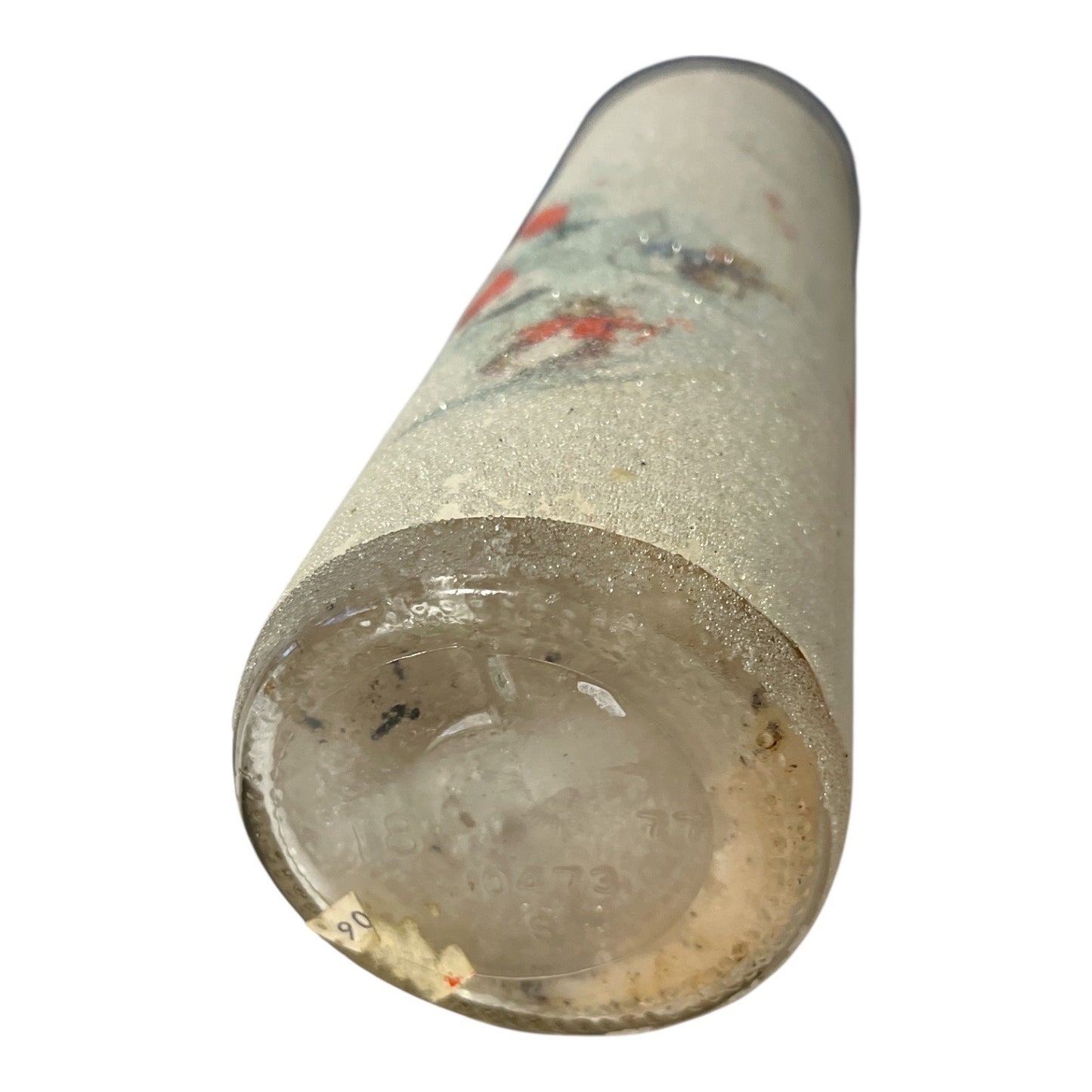 Vintage Christmas Santa Glass Candle Cylinder Holiday Scene Spun Glass Style