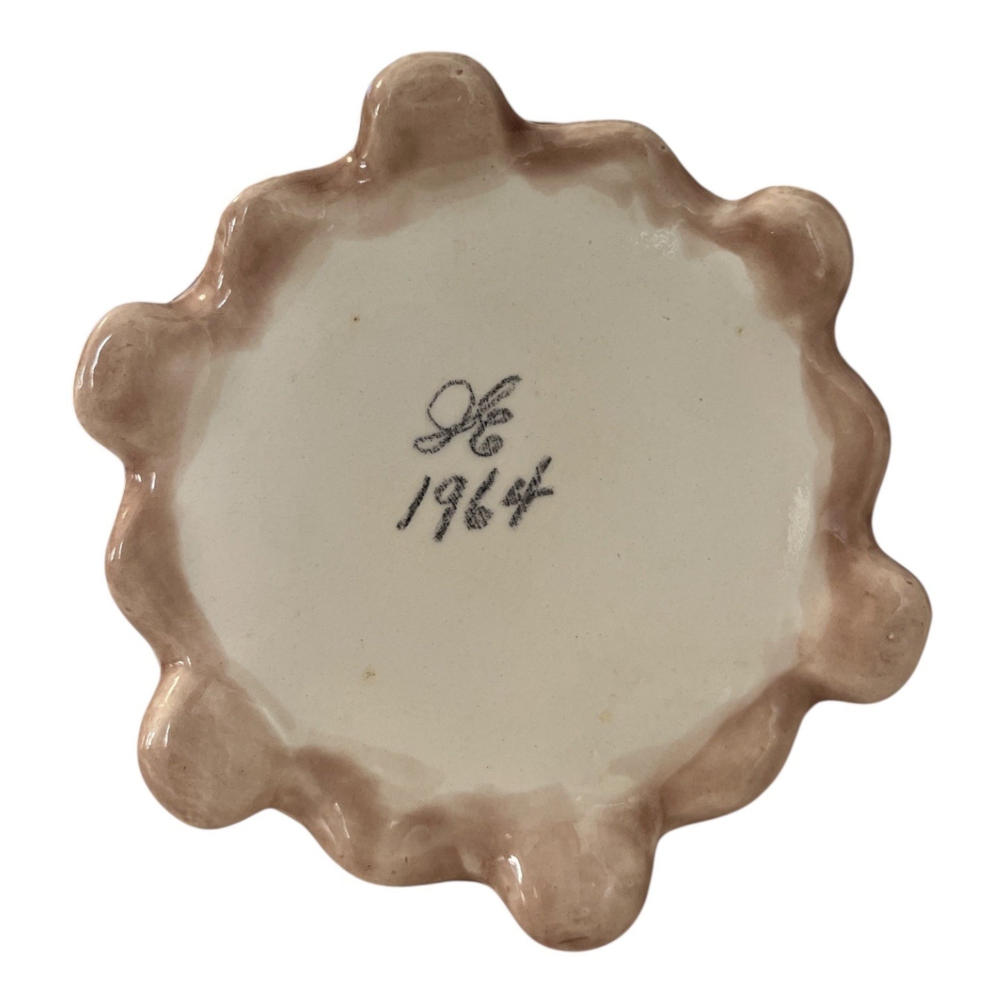 Vintage 1964 Signed Studio Pottery Pitcher Relief Caravan Elephant Camel Scene