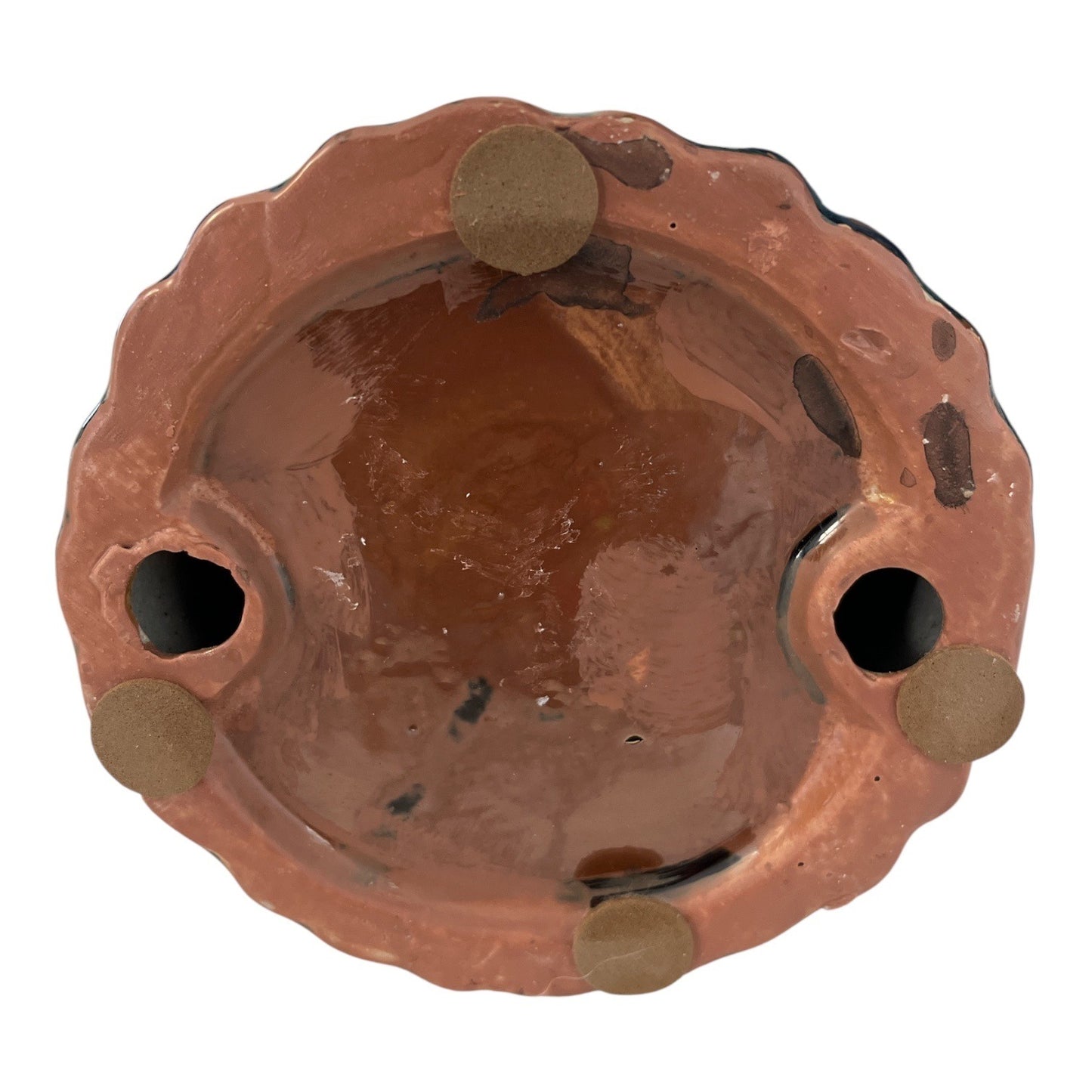 VTG Blue Ceramic Angel Figurine Hand Glazed Wings Holding Heart