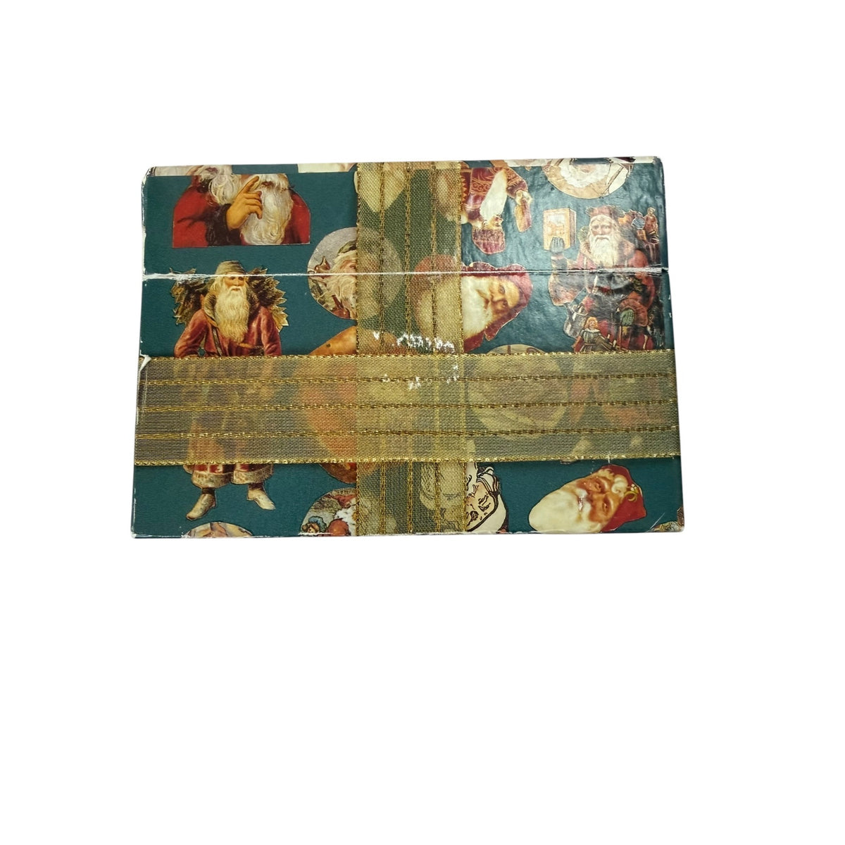 Vintage Christmas Traditions Victorian Santa Keepsake Gift Box Gold Bow