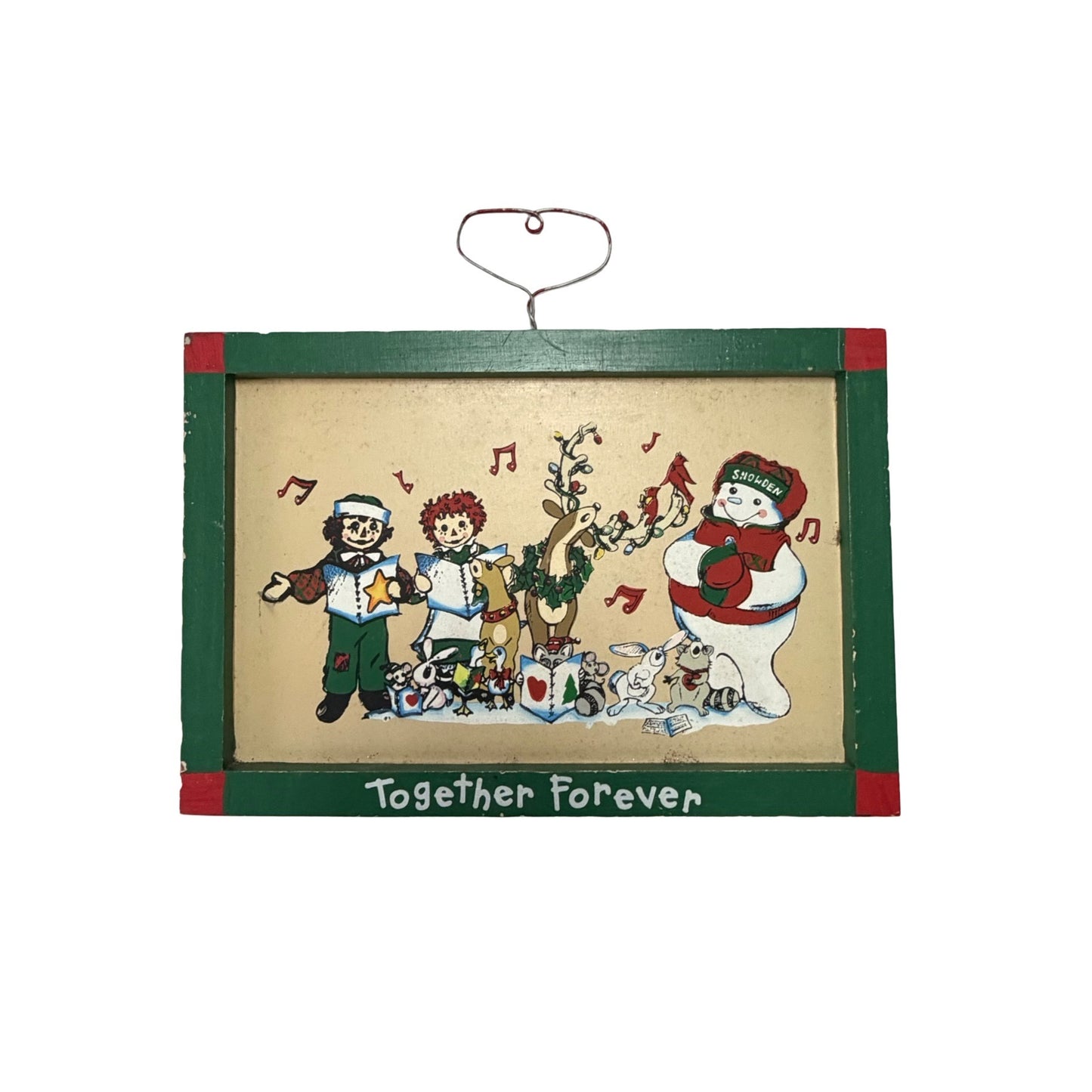 Vintage Snowden & Friends Together Forever Christmas Wall Plaque Raggedy Ann Andy 1998 Dayton Hudson