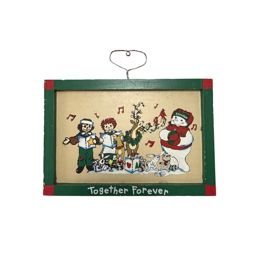 Vintage Snowden & Friends Together Forever Christmas Wall Plaque Raggedy Ann Andy 1998 Dayton Hudson