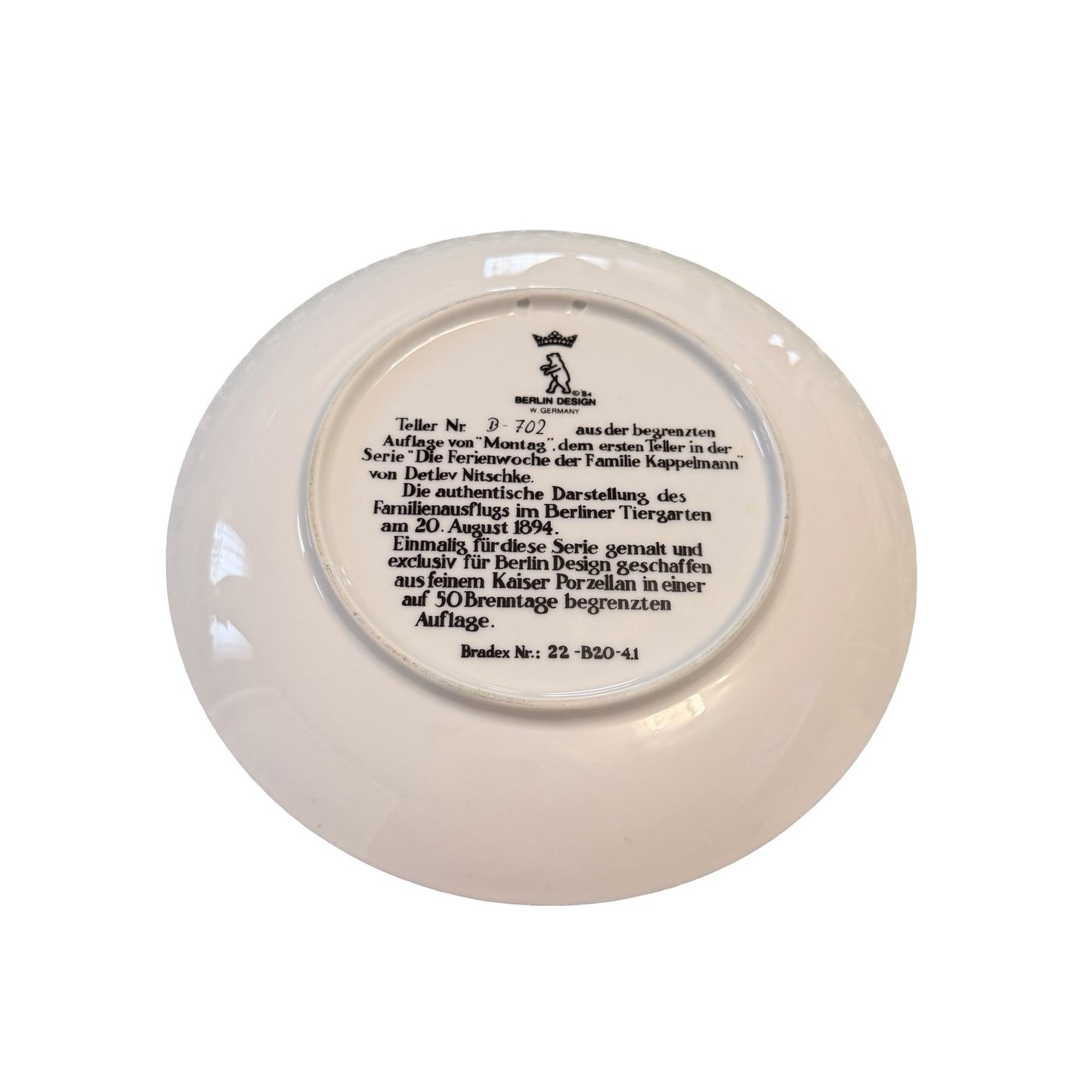 Berlin Design Collector Plate B-702 Die Ferienwoche Familie Kappelmann Nitschke 1894