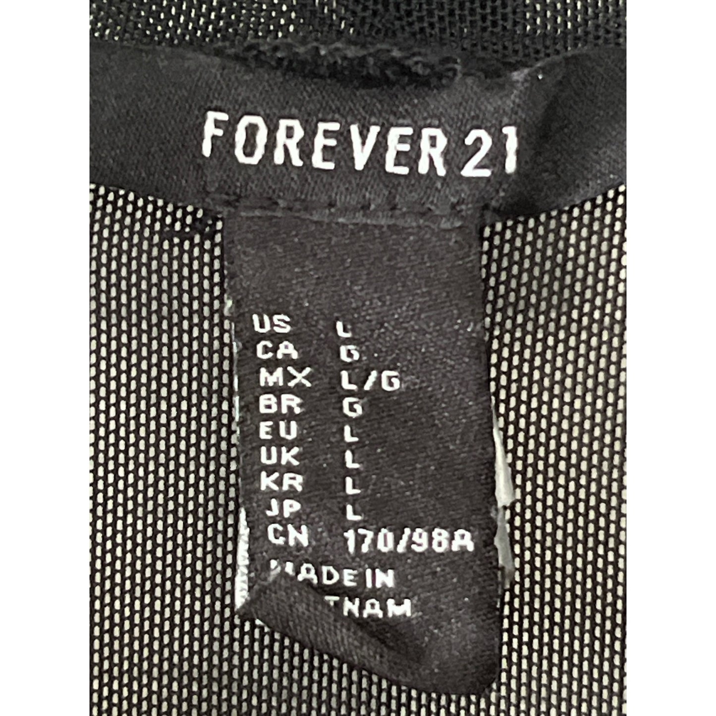 Forever 21 Sheer Mesh Patch Bodysuit Long Sleeve Graphic Racing Style Size L