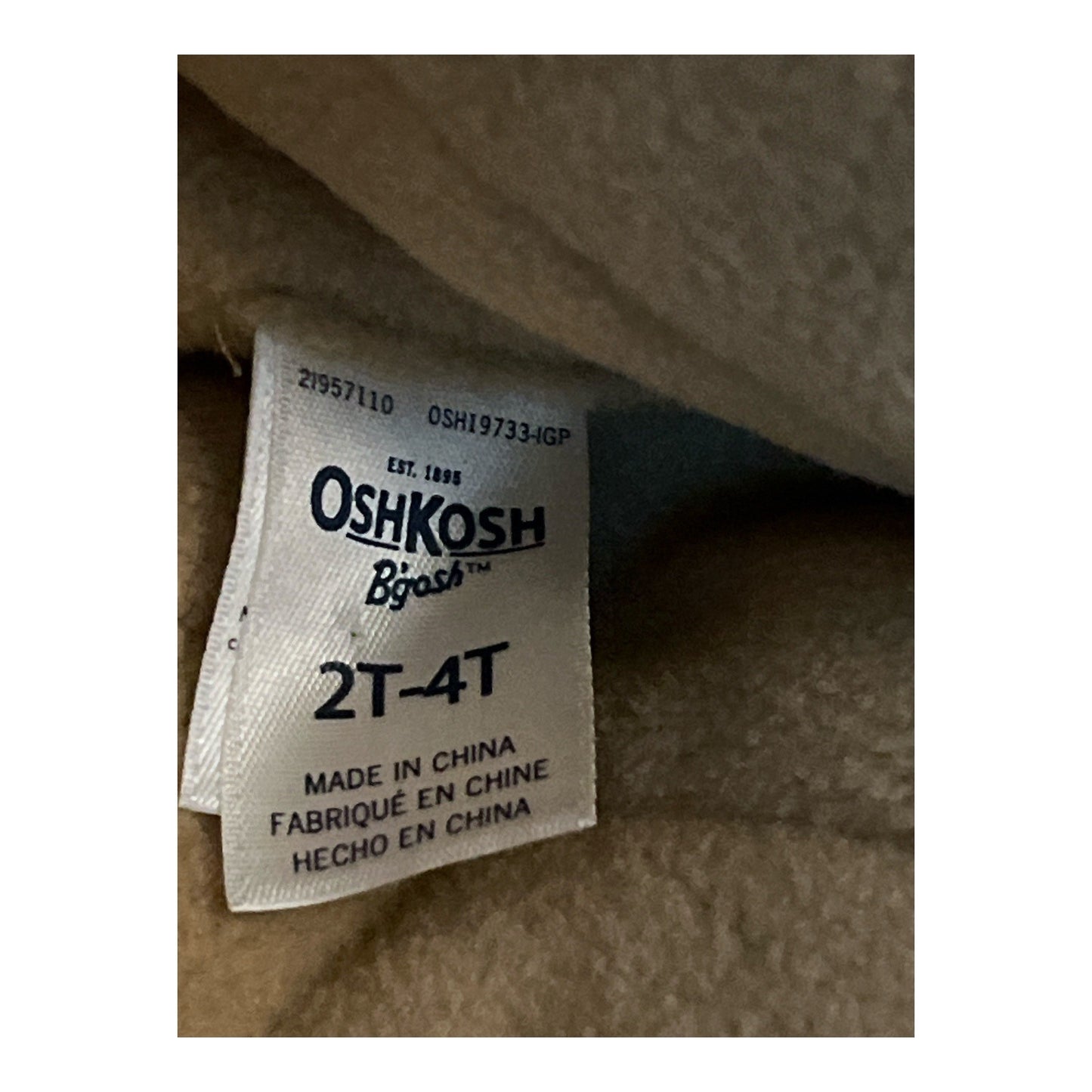 OshKosh B’gosh Sherpa Trapper Hat Toddler 2T–4T Tan Faux Fur Winter Ear Flap Cap