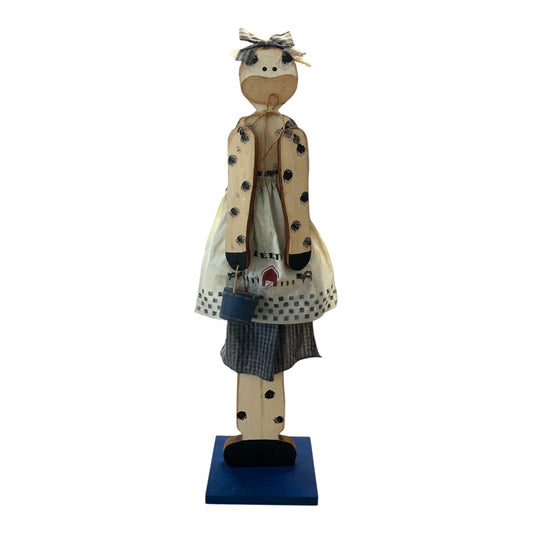 VTG Tall Rustic Country Wooden Cow Figure – Primitive Farmhouse Decor – 30" Folk Art Figure