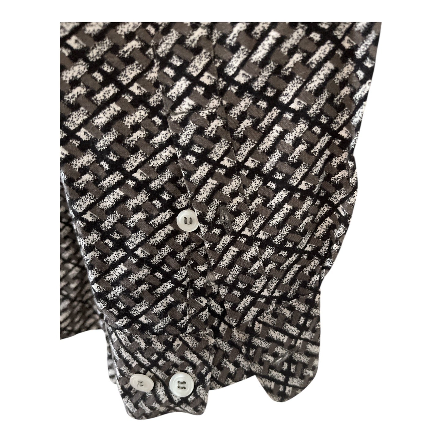 Guess Classics Men's Button Front Long Sleeve Abstract Print Shirt Black White Gray XL