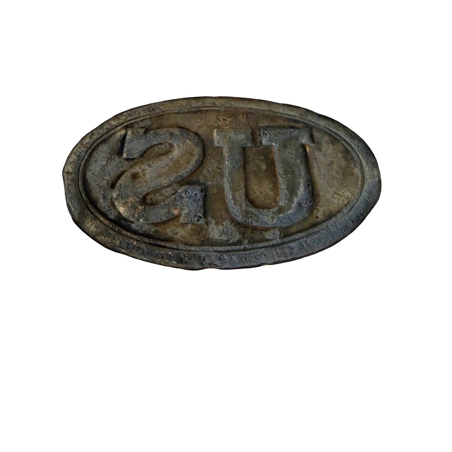 Civil War Era U.S. Oval Belt Plate Brass Face Shell 3.5" x 2.25" Military Relic