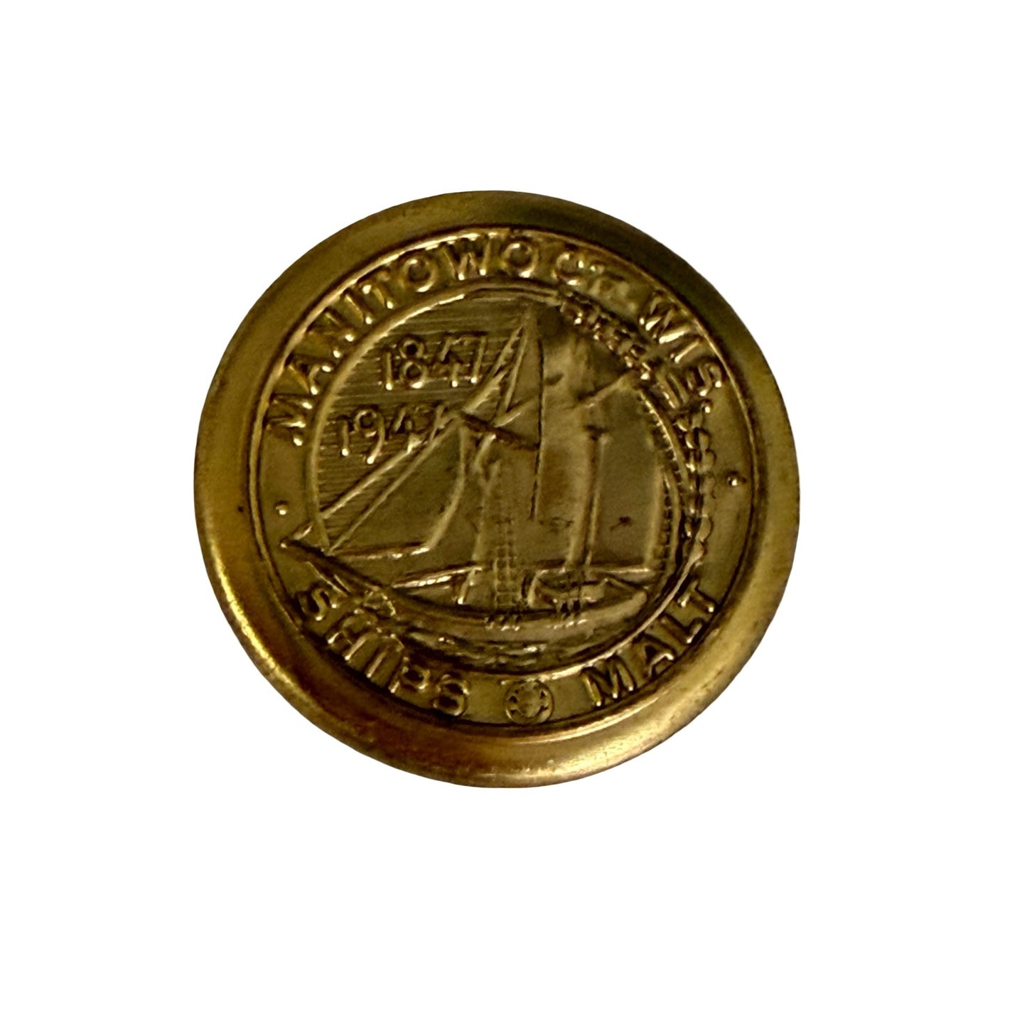 Vintage Mayflower II Plymouth Massachusetts Brass Souvenir Pin 1871 1971