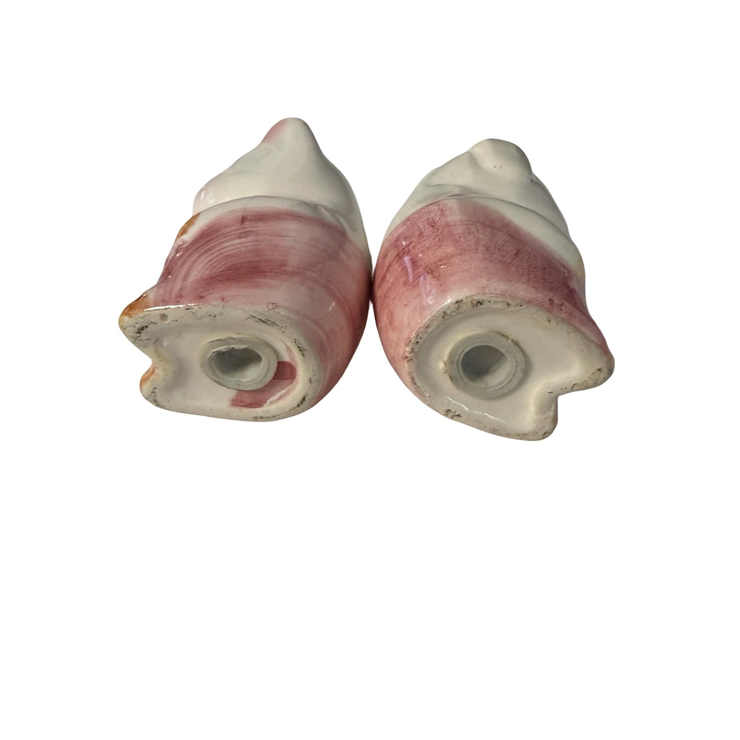 Vintage Ceramic Pig Salt & Pepper Shakers Pink Overalls Big Eyes Pair