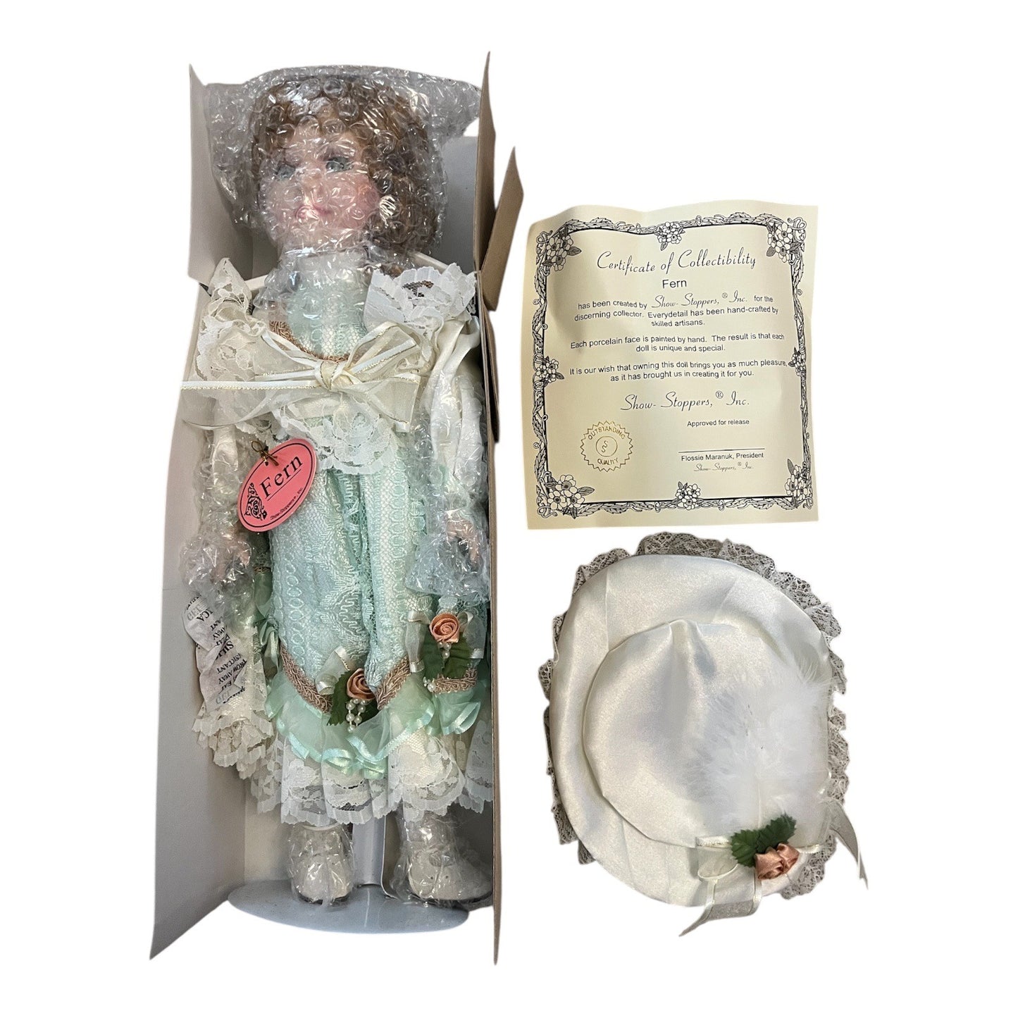 Show Stoppers Fern Porcelain Doll With Box Certificate Victorian Style Collectible