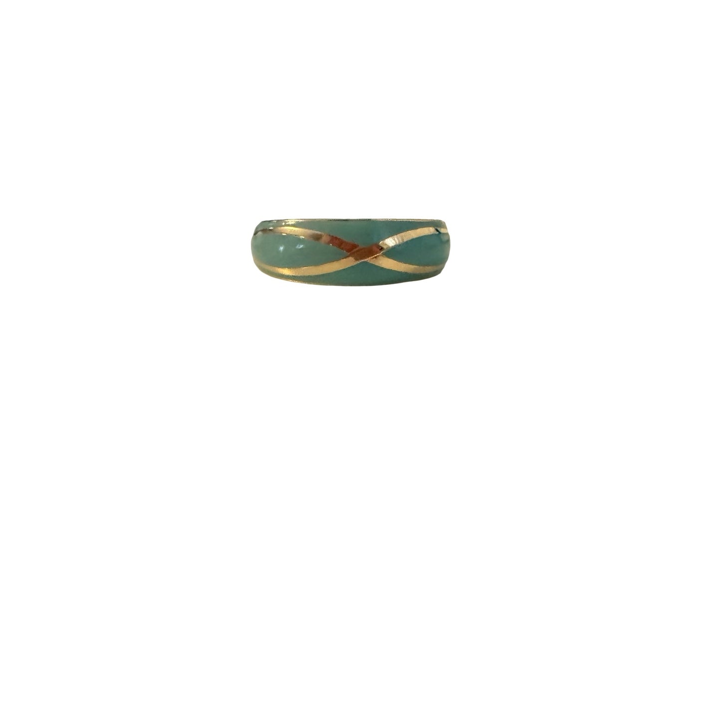 Vintage Gold Tone Teal Enamel Cuff Bracelet Wide Hingeless Open Bangle Modernist