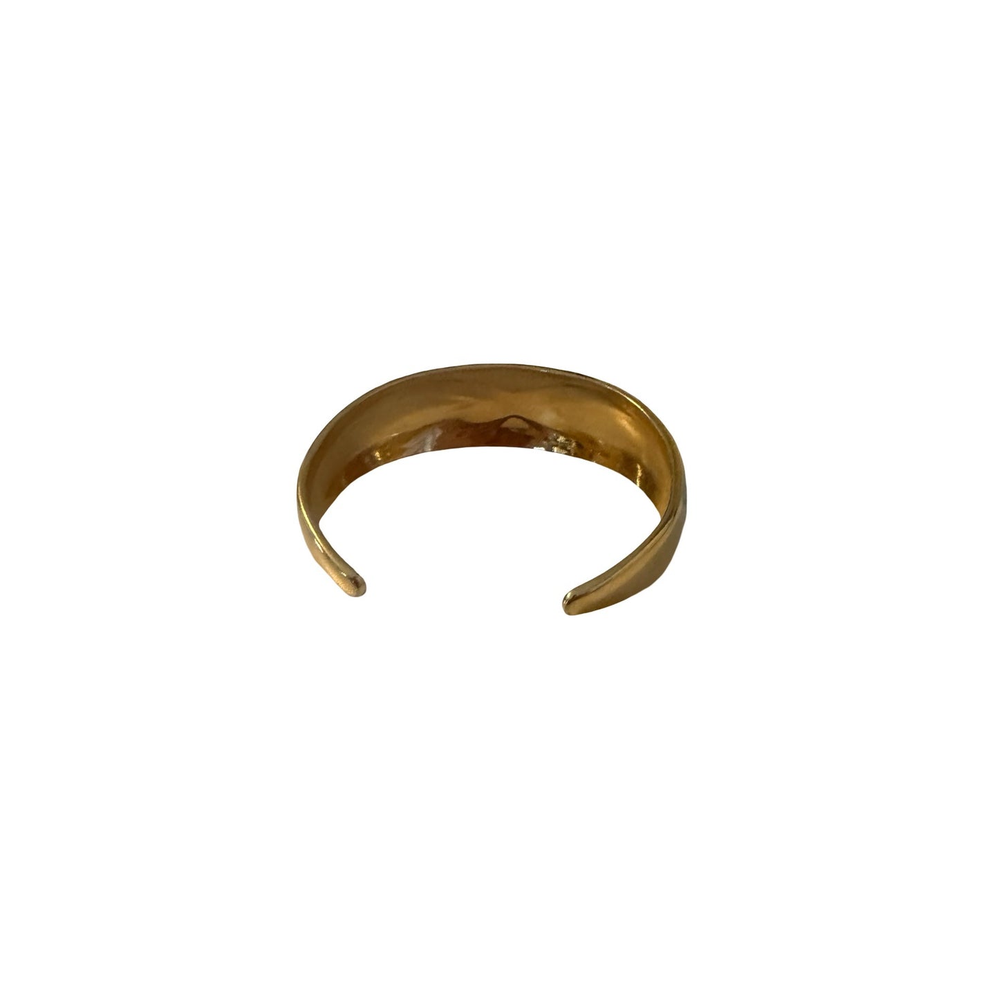 Vintage Gold Tone Teal Enamel Cuff Bracelet Wide Hingeless Open Bangle Modernist