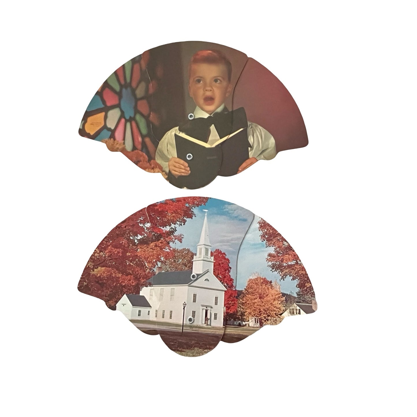 Vintage Muncie Indiana Advertising Hand Fans Lot of 4 Funeral Home Church Mid Century Paper Ephemera