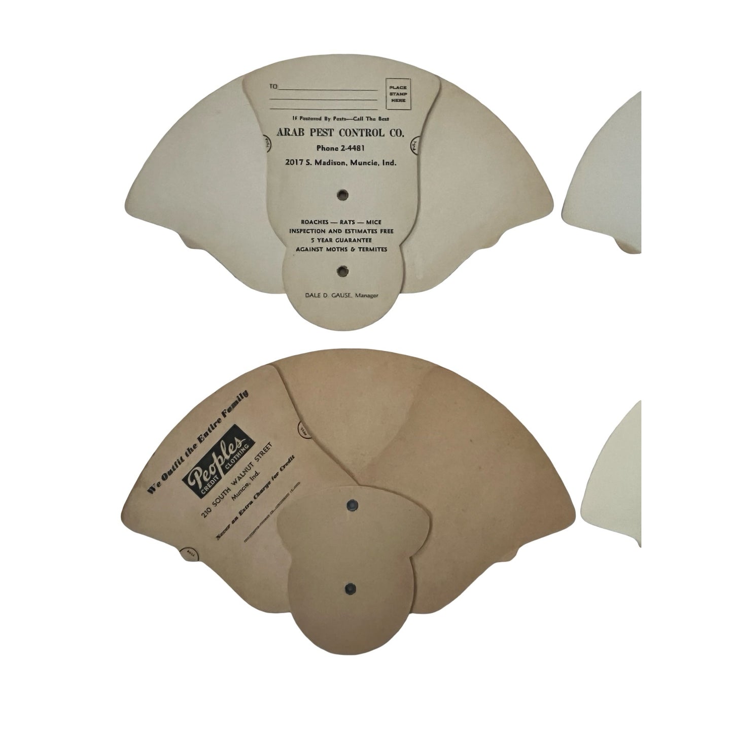 Vintage Muncie Indiana Advertising Hand Fans Lot of 4 Funeral Home Church Mid Century Paper Ephemera