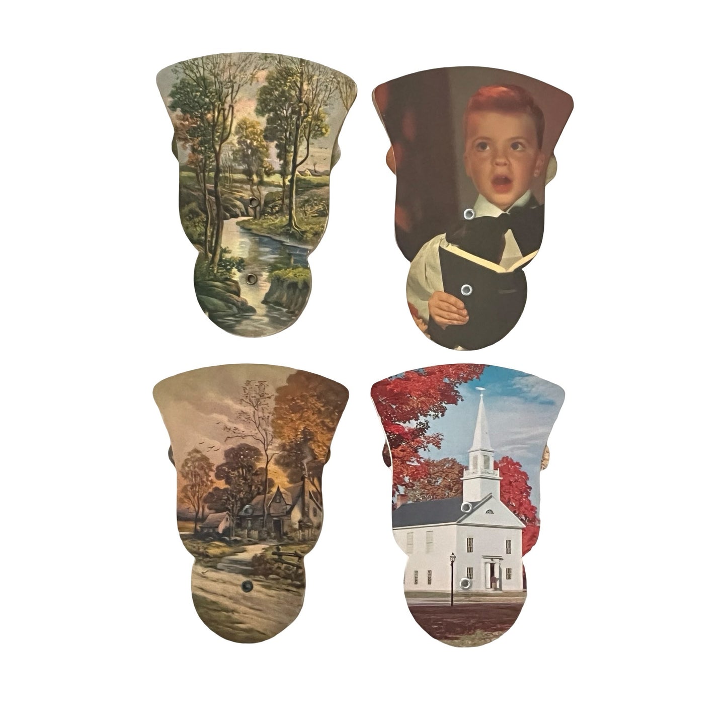 Vintage Muncie Indiana Advertising Hand Fans Lot of 4 Funeral Home Church Mid Century Paper Ephemera