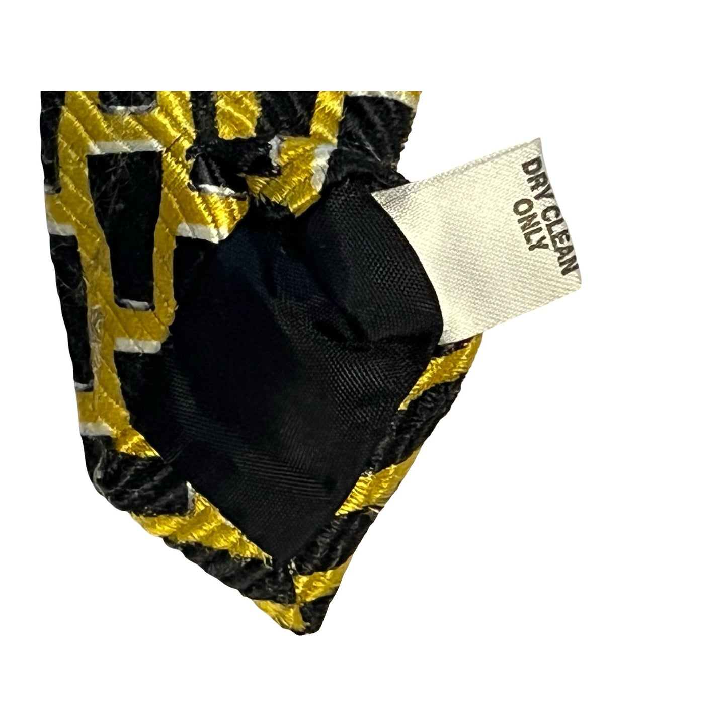 Irish Print Pure Silk Tie Black Gold Geometric Pattern Ireland Vintage