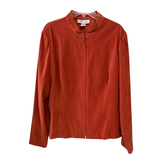 Dressbarn Faux Suede Rust Jacket – Women’s XL – Mandarin Collar – Zip Front – 44 x 26
