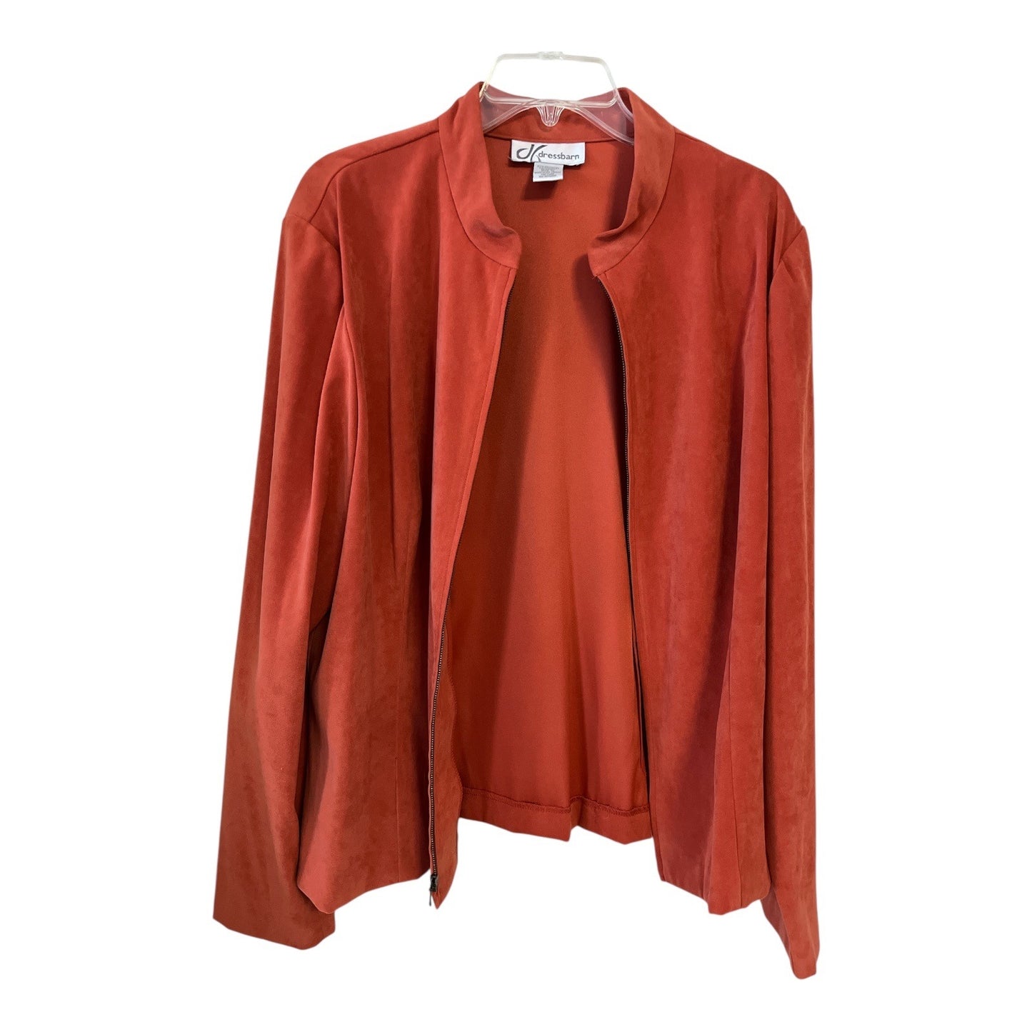Dressbarn Faux Suede Rust Jacket – Women’s XL – Mandarin Collar – Zip Front – 44 x 26