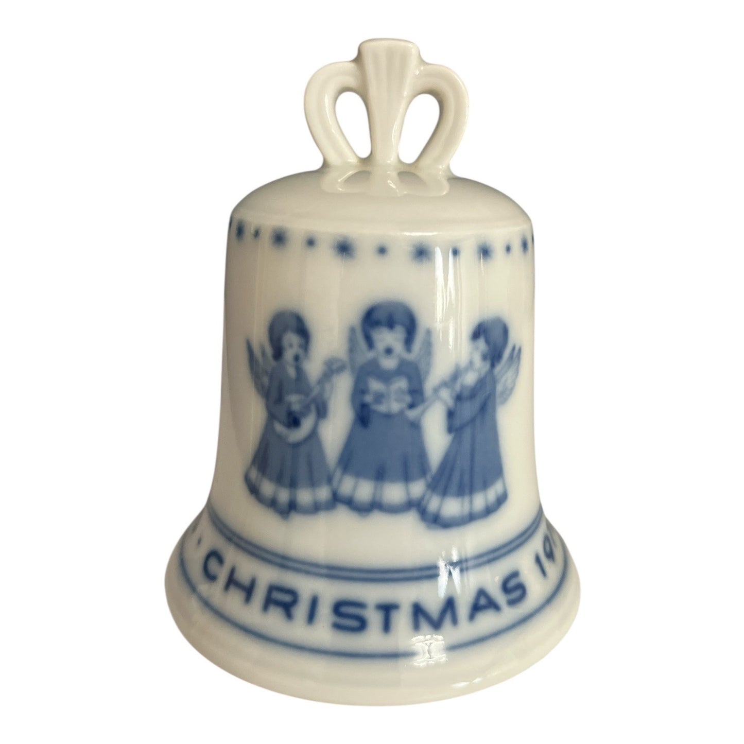 1973 Hutschenreuther Porcelain Christmas Bell – Blue & White Angel Design