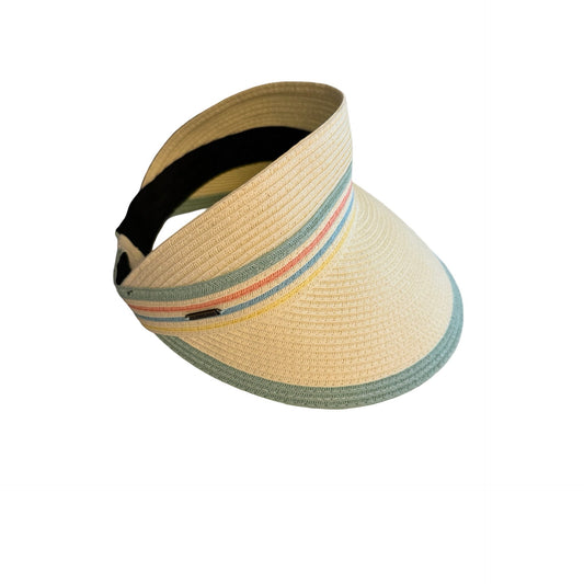 Sun N Sand Headwear Straw Visor Hat UPF 50+ Pastel Stripe Roll Up Beach Golf One Size