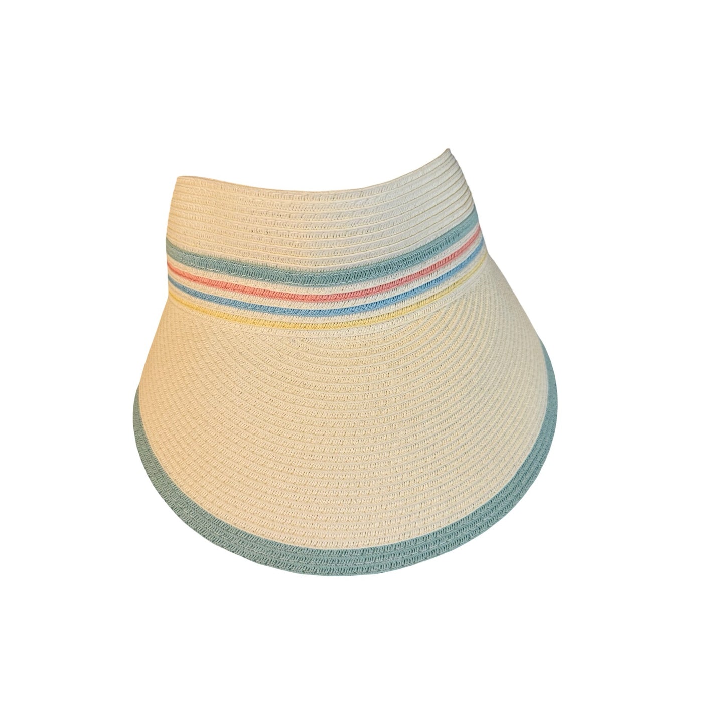 Sun N Sand Headwear Straw Visor Hat UPF 50+ Pastel Stripe Roll Up Beach Golf One Size