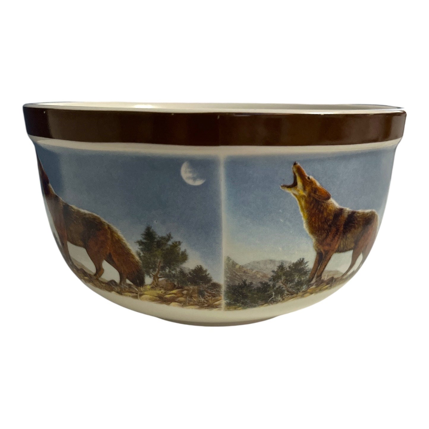 National Wildlife Federation Ceramic Bowl – Howling Coyote Design – 1990s