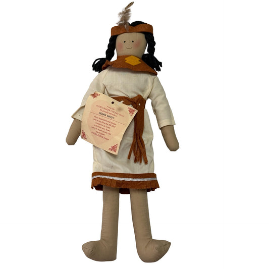 Vintage Overly-Raker Indian Maid Cloth Doll Primitive Folk Art Decor Original Tag 13"