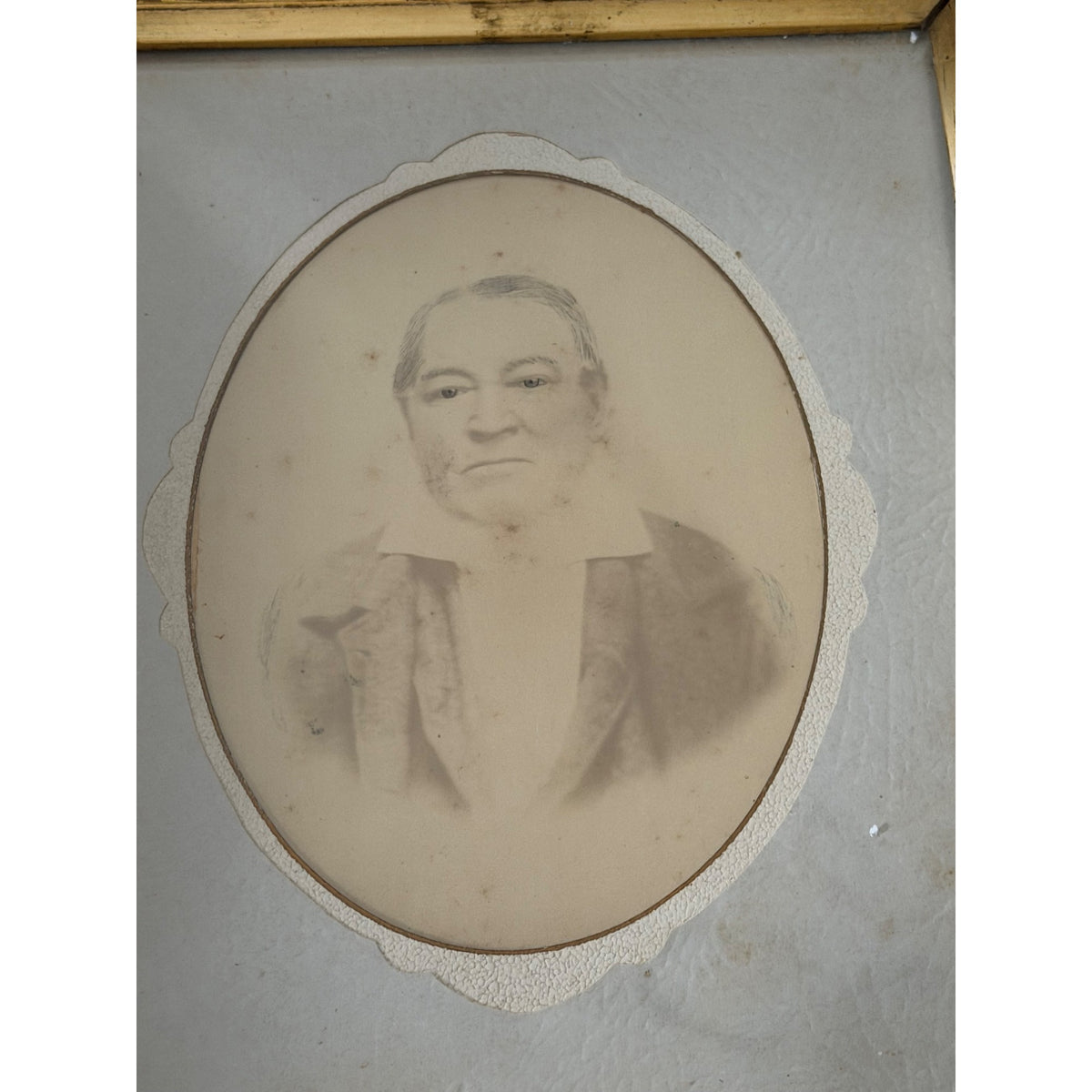 Antique c1855-1865 Hand Enhanced Portrait Photographs Pair Deep Wood Frames 15"