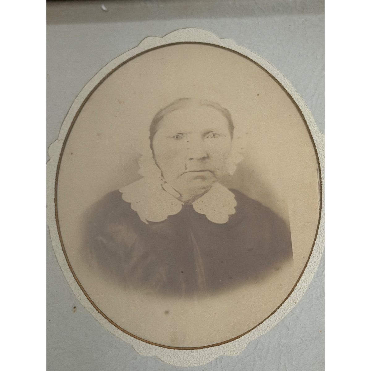 Antique c1855-1865 Hand Enhanced Portrait Photographs Pair Deep Wood Frames 15"