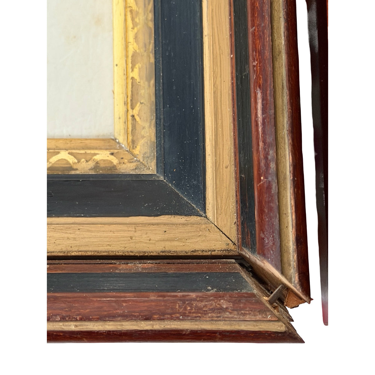 Antique c1855-1865 Hand Enhanced Portrait Photographs Pair Deep Wood Frames 15"