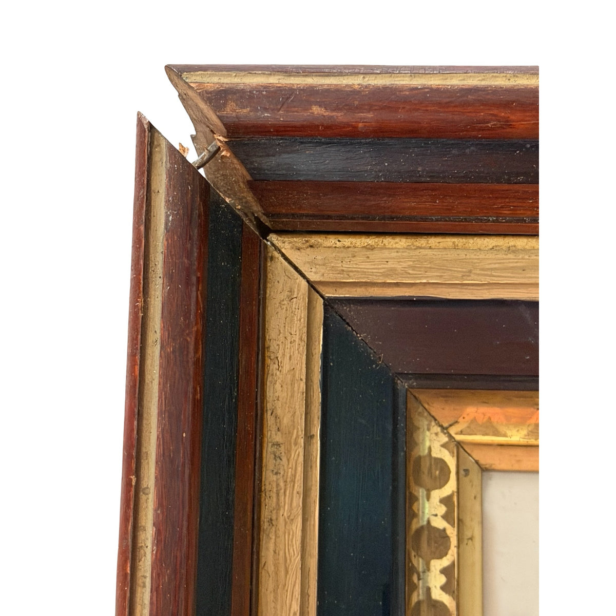 Antique c1855-1865 Hand Enhanced Portrait Photographs Pair Deep Wood Frames 15"