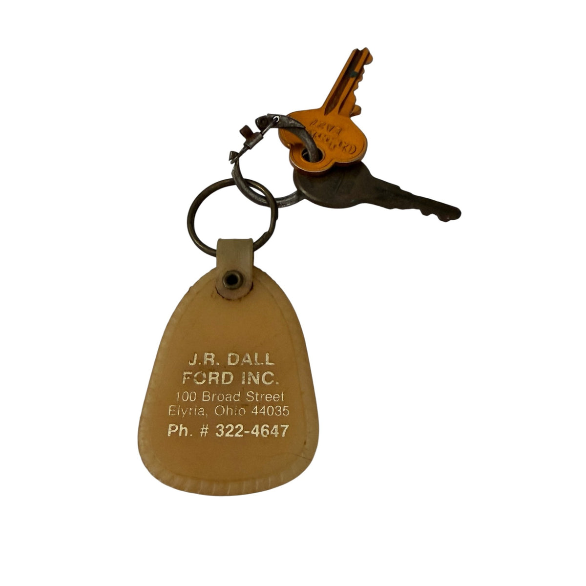 Vintage J.R. Dall Ford 50 Years Elyria Ohio Dealership Keychain Advertising Keys