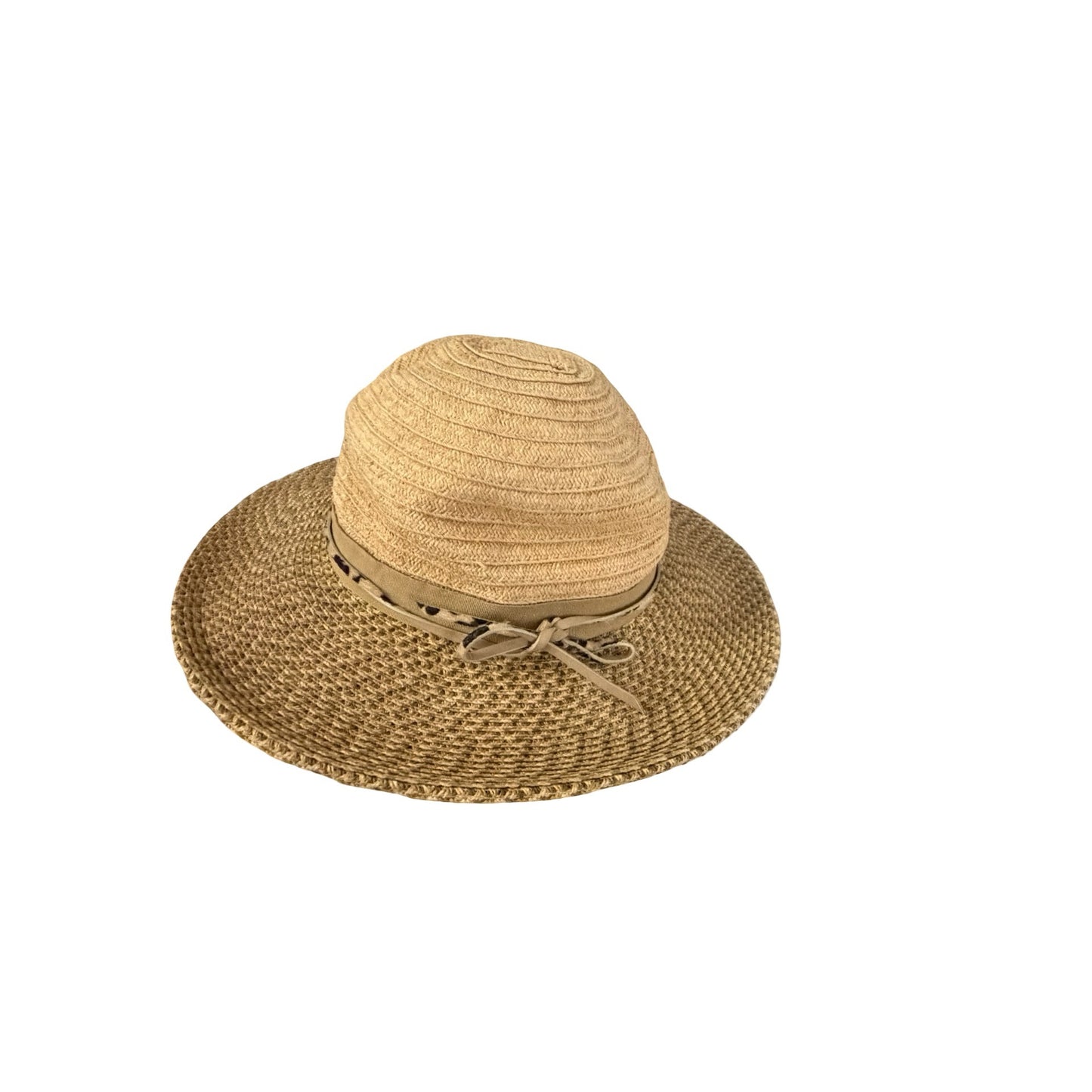 San Diego Hat Company Wide Brim Straw Sun Hat Leopard Accent Women's One Size