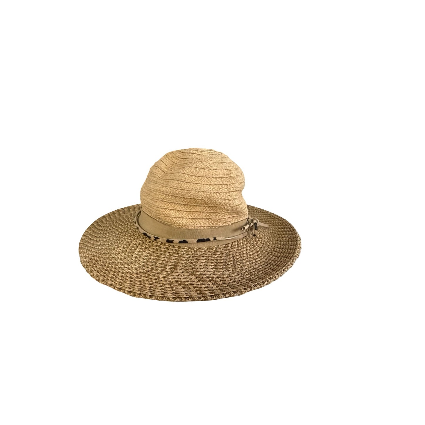 San Diego Hat Company Wide Brim Straw Sun Hat Leopard Accent Women's One Size