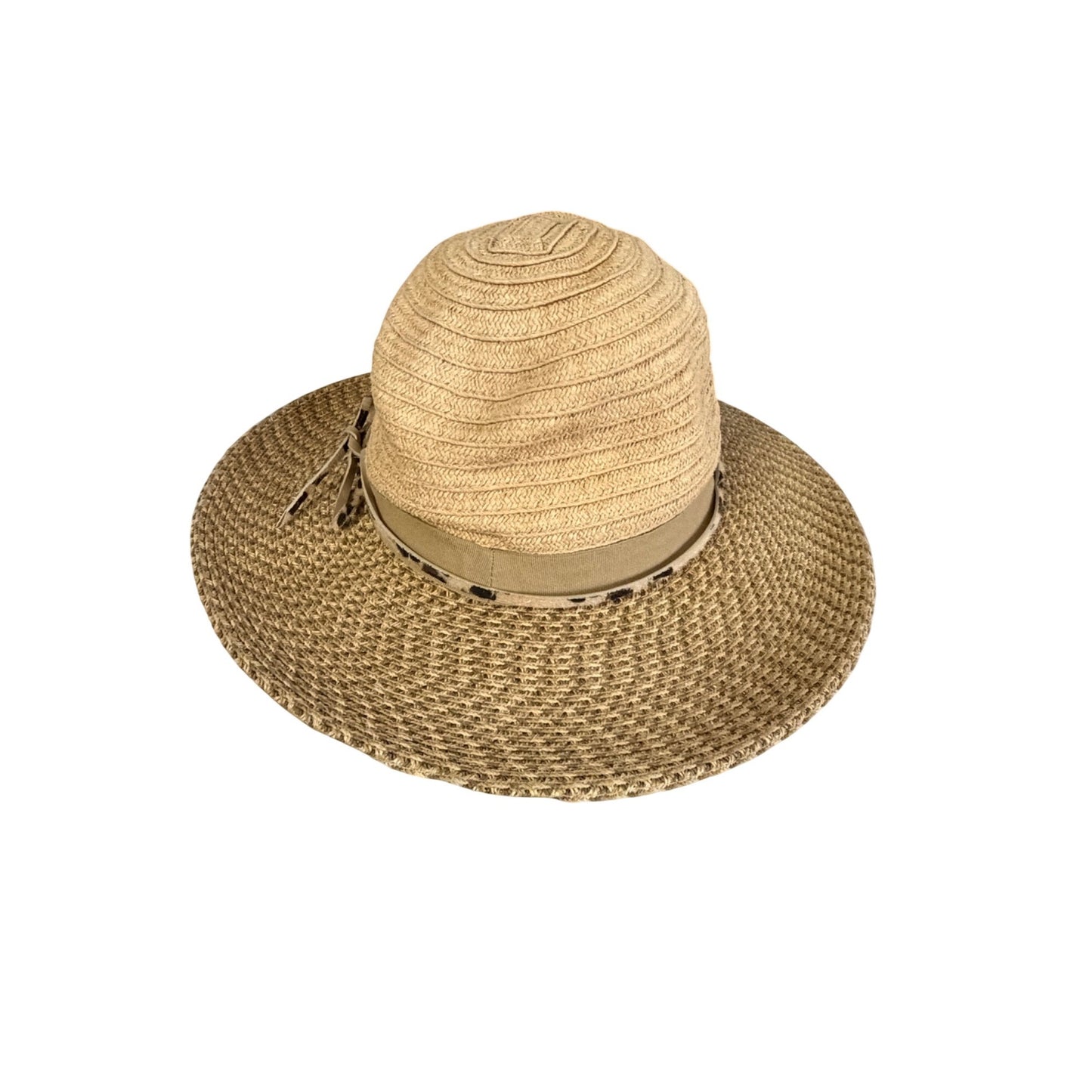 San Diego Hat Company Wide Brim Straw Sun Hat Leopard Accent Women's One Size