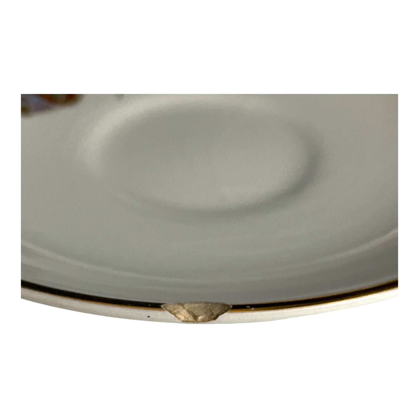 1960s Arklow Ireland Ironstone Demitasse Cups & Saucers – Clock Face Gold Trim – Set of 2 – One Saucer Chip