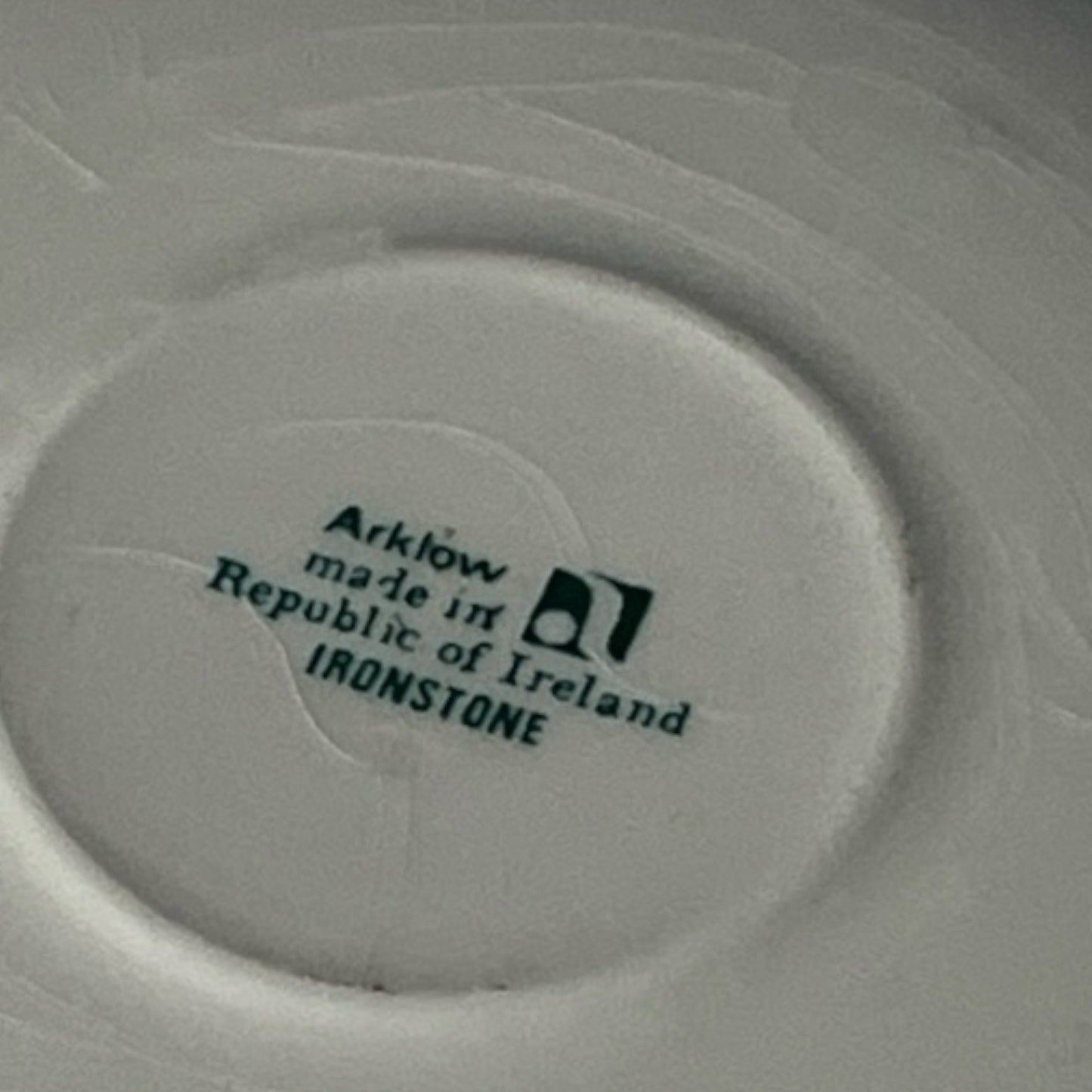 1960s Arklow Ireland Ironstone Demitasse Cups & Saucers – Clock Face Gold Trim – Set of 2 – One Saucer Chip