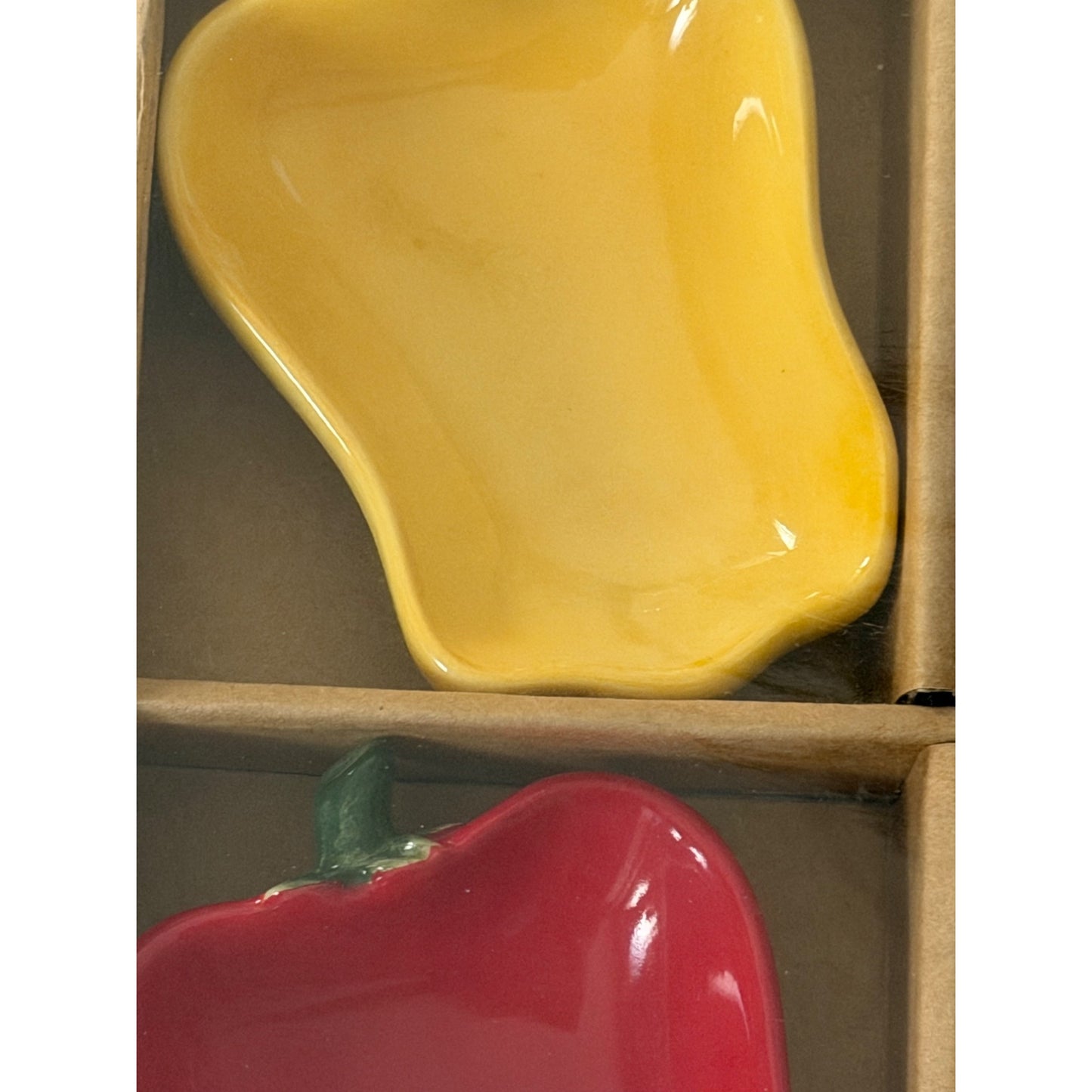 Harry & David Red and Yellow Bell Pepper Ceramic Dipper Bowls Set of 4 New Sealed