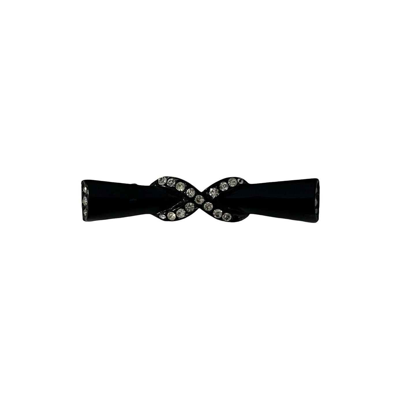 Vintage Black Bow Brooch Rhinestone Pin Art Deco Style Slim Bar Pin Elegant Jewelry