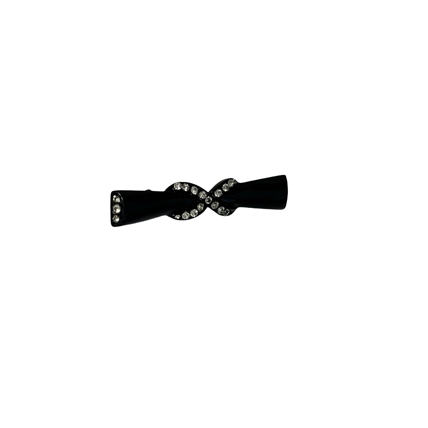 Vintage Black Bow Brooch Rhinestone Pin Art Deco Style Slim Bar Pin Elegant Jewelry