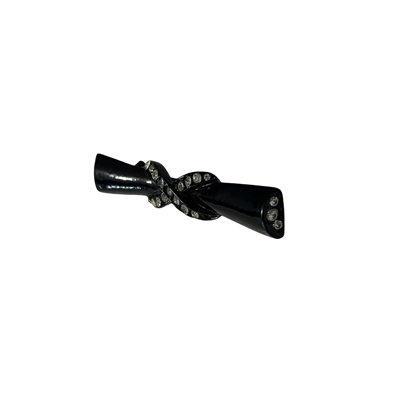 Vintage Black Bow Brooch Rhinestone Pin Art Deco Style Slim Bar Pin Elegant Jewelry